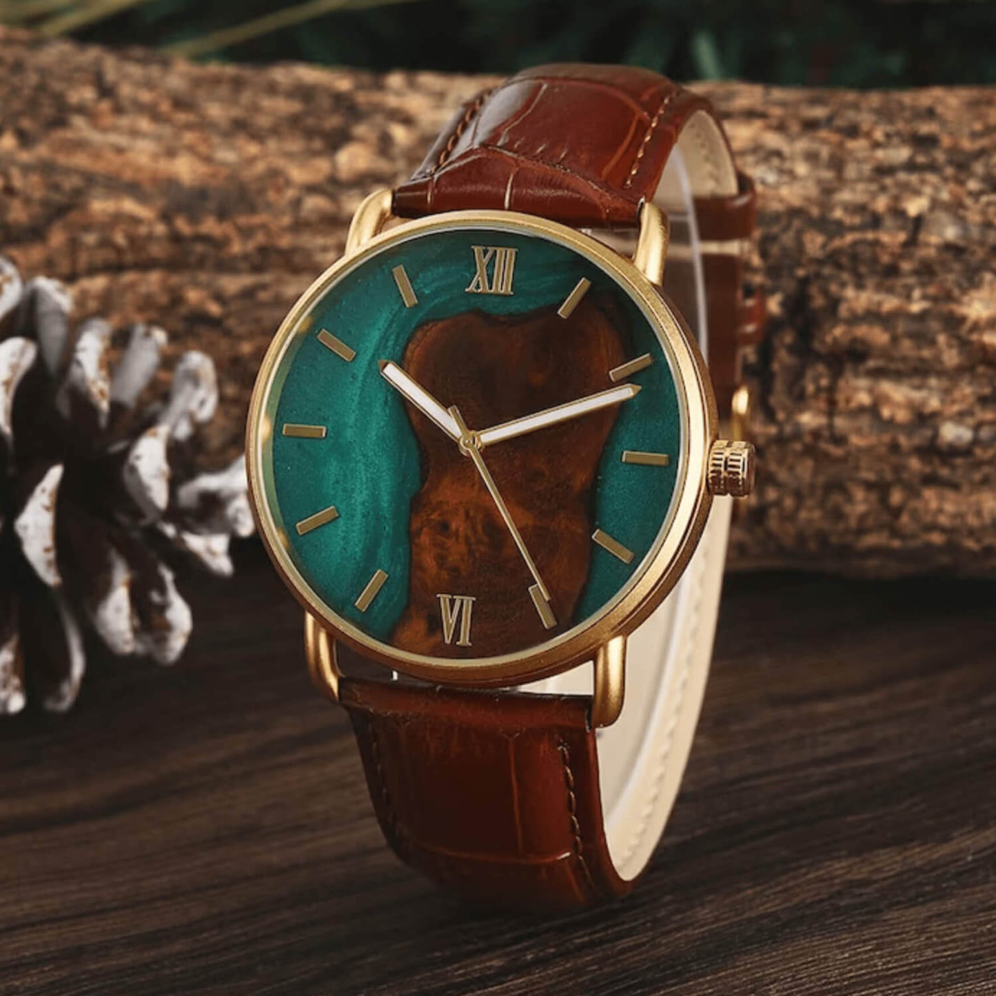 Imperium - Green | Herren Resin Leder Uhr