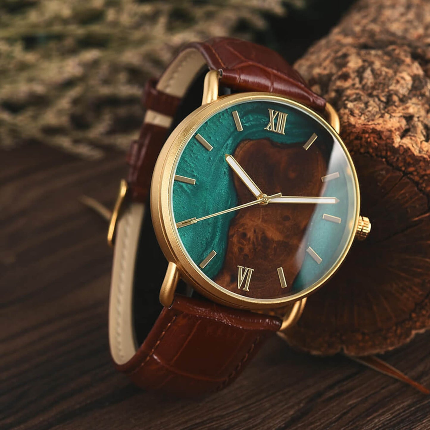 Imperium - Green | Herren Resin Leder Uhr