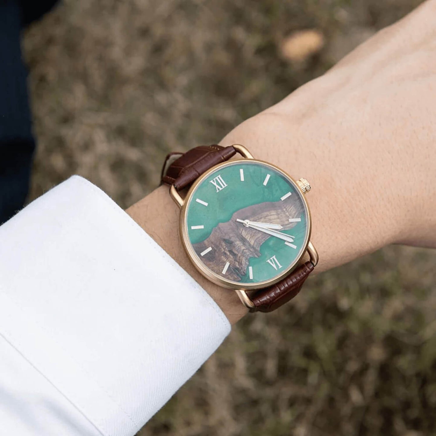 Imperium - Green | Herren Resin Leder Uhr