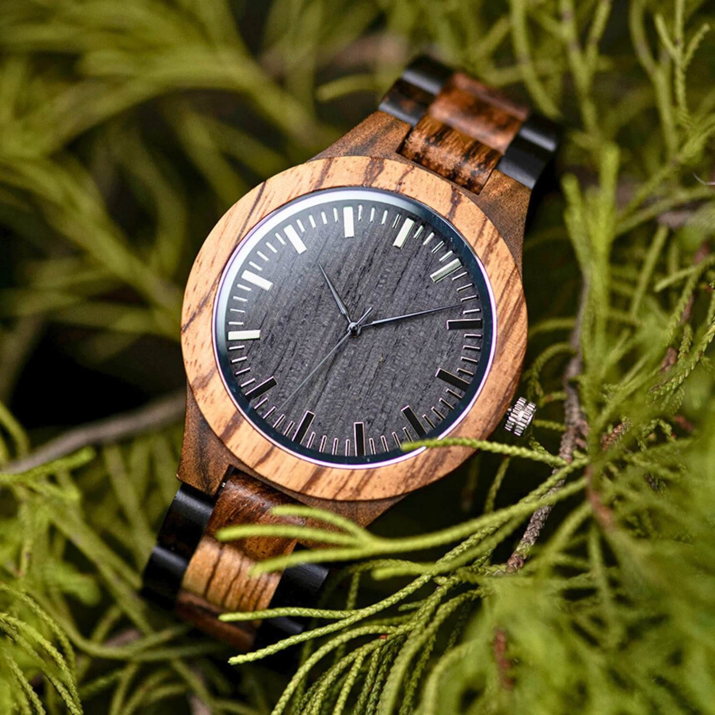 Front view of Zen Mens Minimalist Wood Wrist Watch