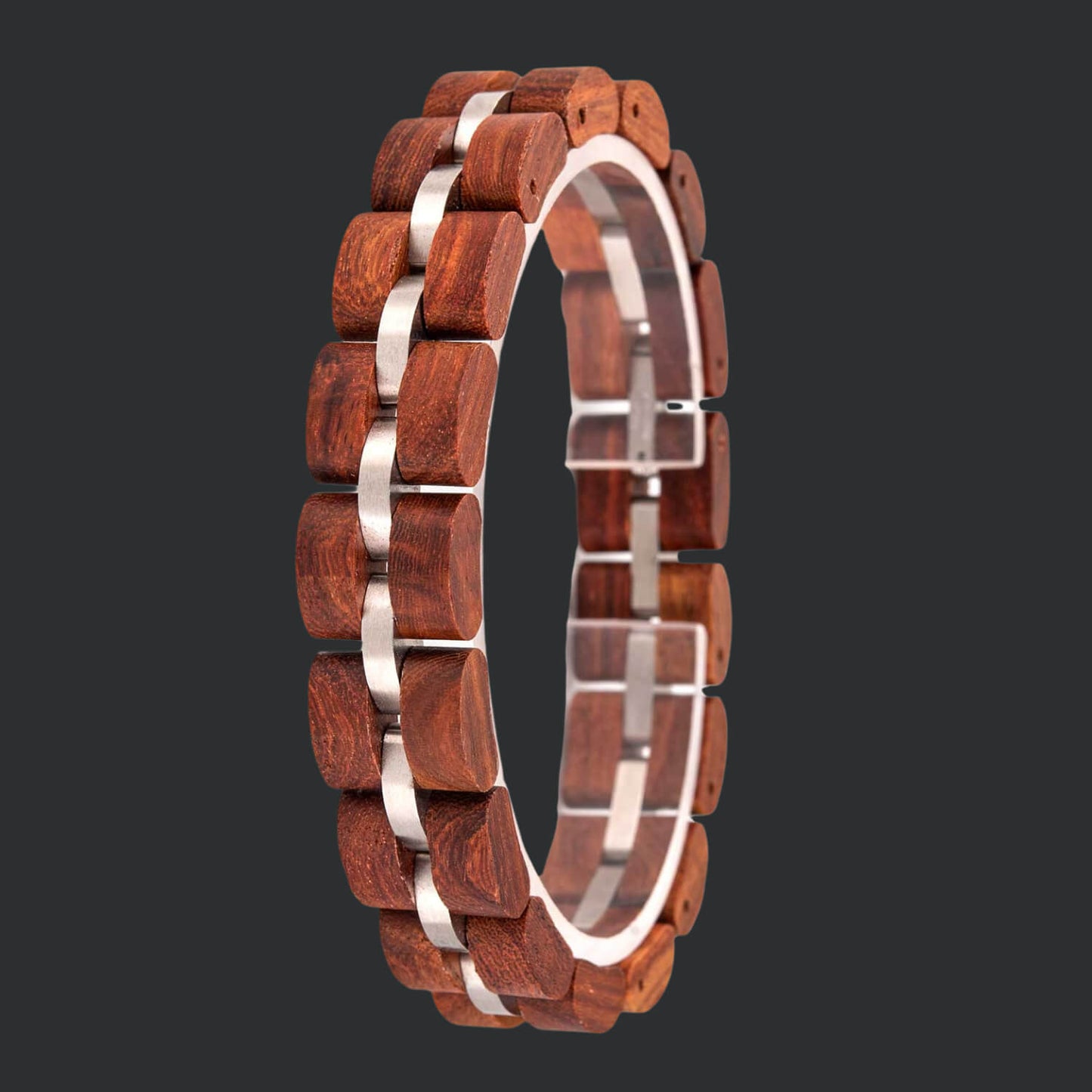 Minimalist Wooden bracelet with steel accents