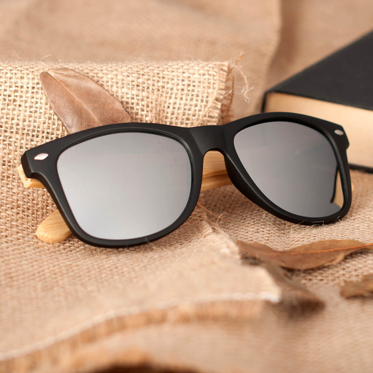 Outdoors Plastic Bamboo Sunglasses with Grey Lenses