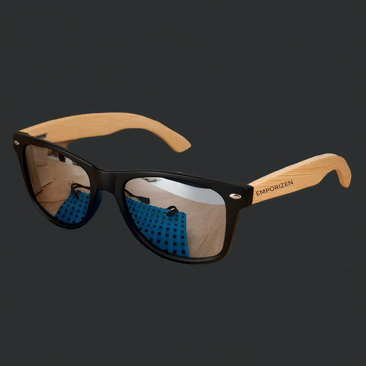 Plastic Bamboo Sunglasses with Grey Lenses