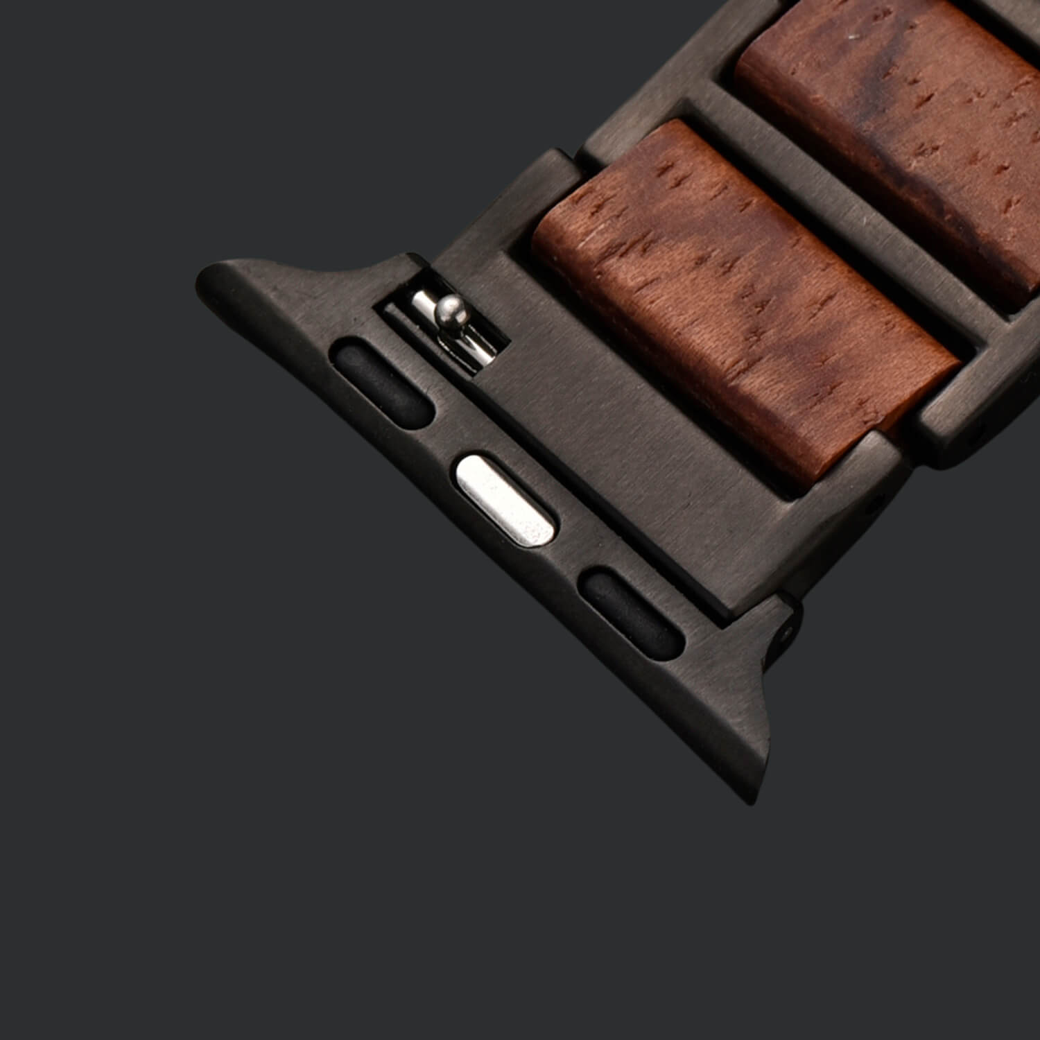 Wooden apple watch strap with metal connector