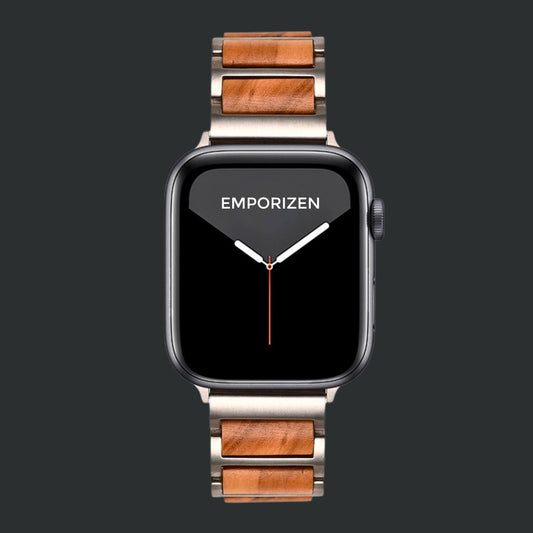 Front view of Luxury Sustainable Wooden Apple Watch Strap