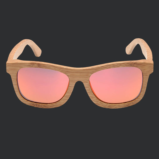 Wayfarer Summer Polaried Bamboo sunglasses with orange lenses