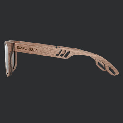 lightweight beach sustainable walnut wood sunglasses with polarized grey lenses