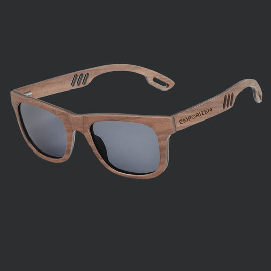 Wayfarer Wooden sunglasses for men and women with polarized black lenses
