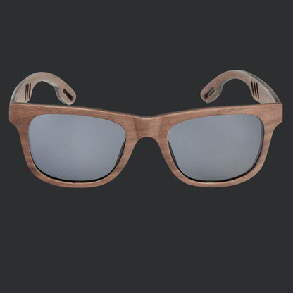 Wayfarer hardwood sunglasses for men and women with polarized black lenses