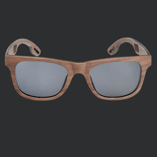 Wayfarer hardwood sunglasses for men and women with polarized black lenses