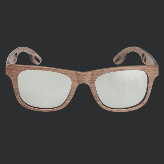 Wayfarer natural wood sunglasses for men and women with polarized grey lenses