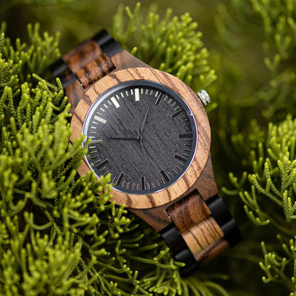 Front view of Zen Mens Minimalist Wood Wrist Watch