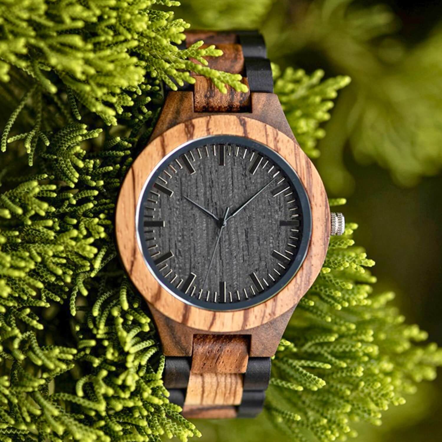 Front view of Zen Mens Minimalist Wood Wrist Watch