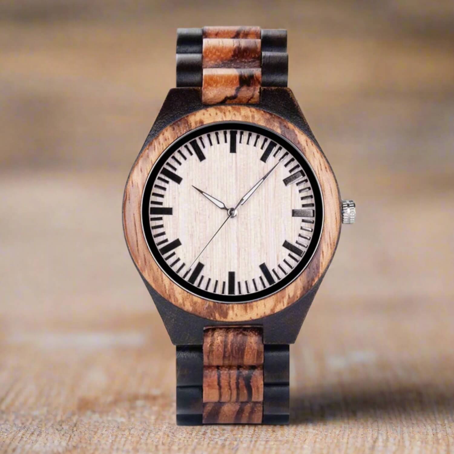 Front view of Zen 2 Mens Minimalist Wood Wrist Watch