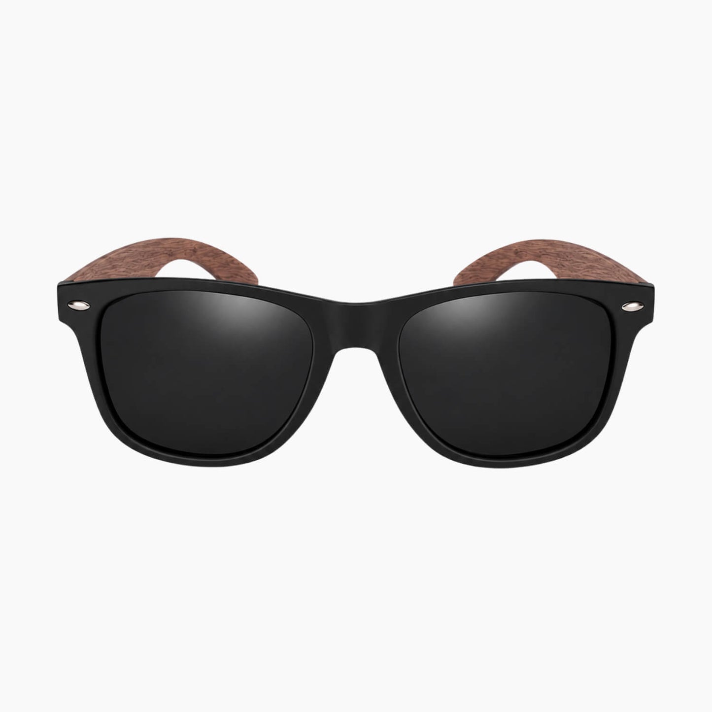 Sunglasses with wooden arms on a white background