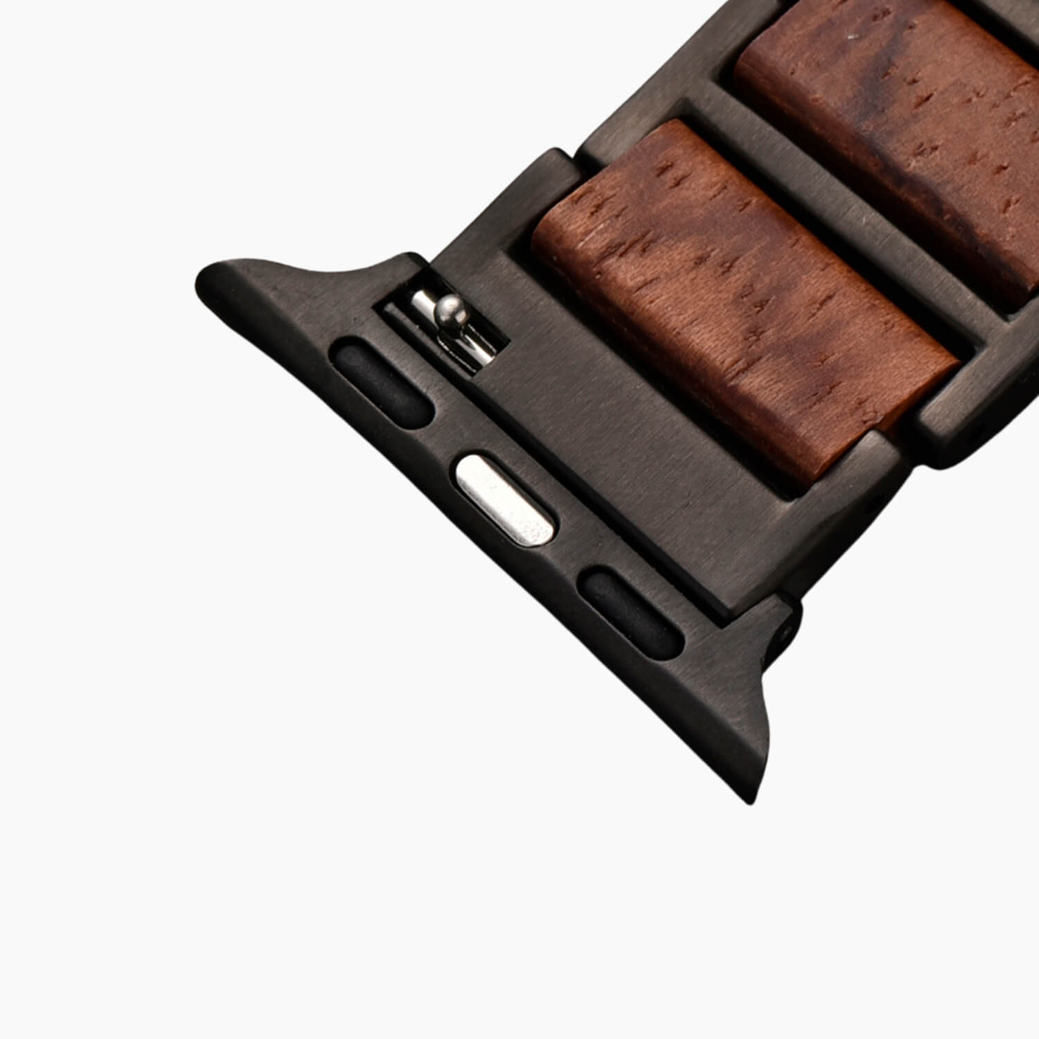 Wooden apple watch strap with metal connector