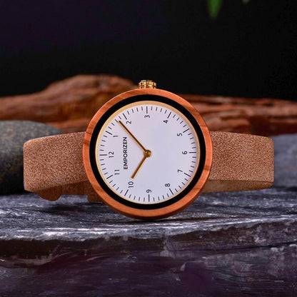 Horizontal view of 36mm Women's Leather Wooden Watch Stockholm Beige