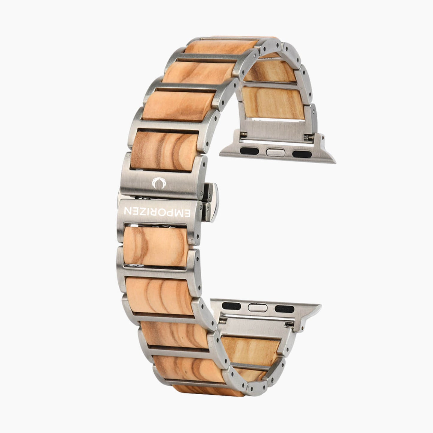 Luxury Olive wood apple watch strap with metal clasp