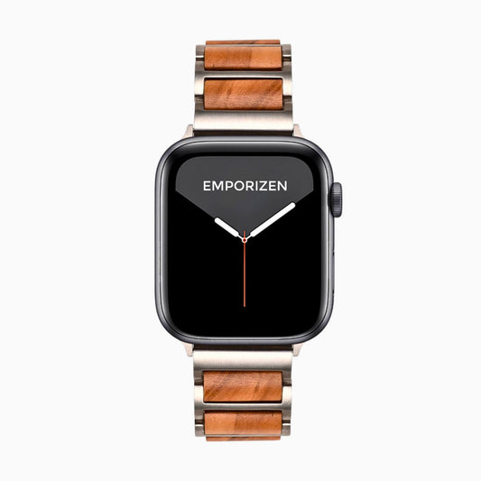 Front view of Luxury Sustainable Wooden Apple Watch Strap