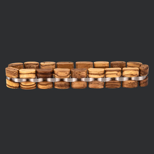 Sustainable Wooden bracelet with metal accents