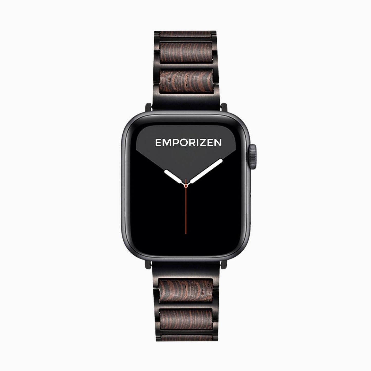 Front view of Emporizen Dark Wooden Apple Watch Band
