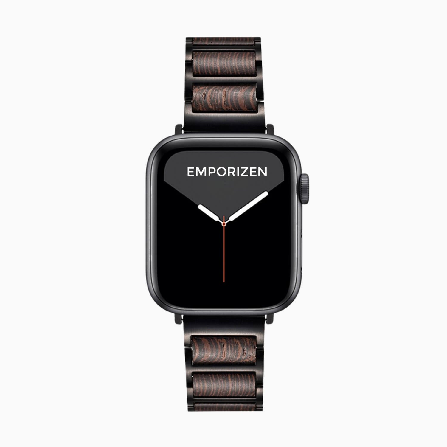 Front view of Emporizen Dark Wooden Apple Watch Band