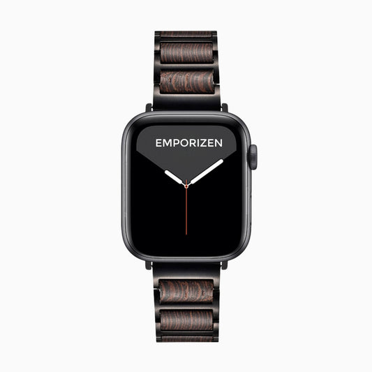 Front view of Emporizen Dark Wooden Apple Watch Band